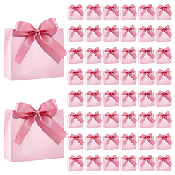 Pink Бумажные подарочные коробки для конфет с лентой, для свадьбы, прямоугольные, розовые, 11.8x4.5x10 см