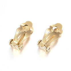 Golden Ion Plating(IP) 304 Stainless Steel Clip-on Earring Findings, Golden, 17.5x7x6mm, Hole: 3mm