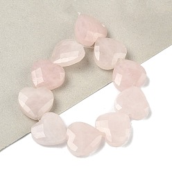 Розовый Кварц Природного розового кварца нитей бисера, граненые, сердце, 14.5~15x15~15.5x5.5~6 мм, отверстие : 1 мм, около 10 шт / нитка, 5.51~5.71'' (14~14.5 см)