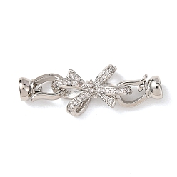 Платина Латунное микропейв, прозрачный кубический цирконий, складные застежки, без кадмия и без свинца, стойки покрытие, долговечный, бантом, платина, 36 мм