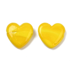 Золотистый Бусины лэмпворк , сердце, золотые, 19~19.5x20x6.5~7 мм, отверстие : 1.6 мм