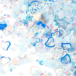 Светло-Синий 100g пластиковые блестки бусины, шитье ремесленных украшений, голубой, 4~20x4~20x0.3~2 мм, отверстие : 0.8~2 мм