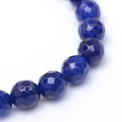 Dark Blue Natural White Jade Bead Strands, Dyed, Faceted, Round, Dark Blue, 6mm, Hole: 1mm, about 60pcs/strand, 14.06~14.45 inch(35.7~36.7cm)