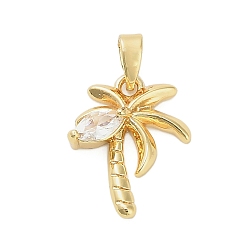 Дерево Латунные микро проложить кубического циркония подвески, золотые, дерево, 16.5x13x4 мм, отверстие : 4x2.5 мм
