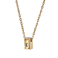 Oro 304 Collares para cenizas con colgante rectangular de acero inoxidable y cristal transparente para mujeres y hombres, dorado, 21.46 pulgada (54.5 cm)