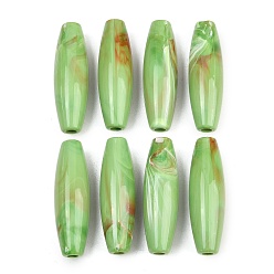 Зеленый лайм Непрозрачный акрил европейского бисера, рис, большое отверстие шарик, зеленый лайм, 60.5x18.5 мм, отверстие : 6 мм, о 140 шт / 500 г.