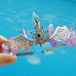 Другие Кварцы Натуральные гальванические кварцевые резинки для волос, крылья с солнечными коронами-резинками для волос для женщин и девочек, 350x150 мм