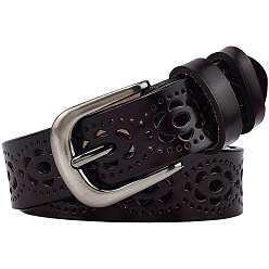 Кокосово-Коричневый Кожаные полые цепные ремни для мужчин, с пряжками из сплава, металлический черный , кокосового коричневый, 1160x28x3 мм