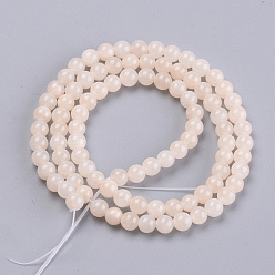 Navajo White Natural Dyed Yellow Jade Gemstone Bead Strands, Round, Navajo White, 8mm, Hole: 1mm, about 50pcs/strand, 15.7 inch