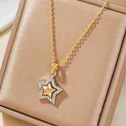 Звезда Стильные латунные подвески с микропаве из прозрачных кубических цирконий для повседневного ношения, идеальный подарок, золотые, звезда, 15.75 дюйм (40 см)