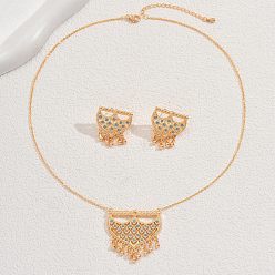 Золотой Элегантный комплект из серег и ожерелий в ближневосточном стиле из латуни с микропаве из кубических цирконий для женщин, золотые