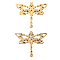 Golden Filigree 304 Stainless Steel Pendants, Dragonfly Charms, Golden, 26x30x1mm, Hole: 1.3mm