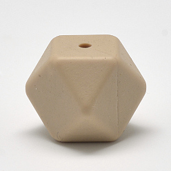 BurlyWood Food Grade Eco-Friendly Silicone Beads, Chewing Beads For Teethers, DIY Nursing Necklaces Making, Faceted Cube, BurlyWood, 17x17x17mm, Hole: 2mm