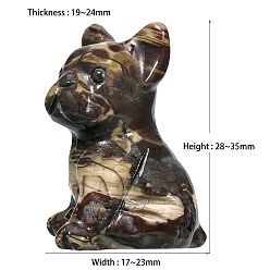 Сумасшедший Агат Натуральный сумасшедший агат, резные фигурки исцеления собак, для украшения домашнего рабочего стола, 170~230x190~240x280~350 мм