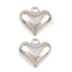 Platinum Alloy Charms, Heart Charms, Rack Plating, Platinum, 14x14.5x6mm, Hole: 1.6mm