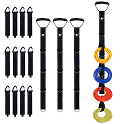 Negro Organizador de cables de extensión ajustables de nailon con clips triangulares., negro, 255~955x38~51x6 mm