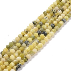 Yellow Turquoise(Jasper) Natural Yellow Turquoise(Jasper) Beads Strands, Faceted, Round, 3.2mm, Hole: 0.6mm, about 121~129pcs/strand, 15.16''(38.5~39cm)