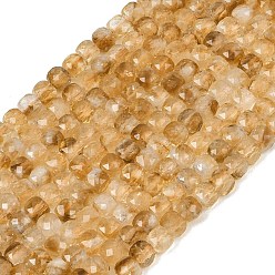 Цитрин Нагретые нити из натуральных цитриновых бусин, граненые, кубические, 6~6.5x6~6.5x6~6.5 мм, отверстие : 0.9 мм, около 64 шт / нитка, 14.96'' (38 см)