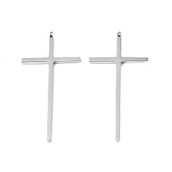 Нержавеющая Сталь Цвет Не тускнеющие 304 подвески из нержавеющей стали, крестик, цвет нержавеющей стали, 47x22.5x3 мм, отверстие : 1.8 мм