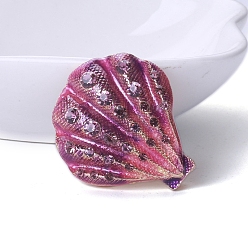 Серо-розавый Эмалированная булавка в форме ракушки, Брошь из сплава со стразами для рюкзака, увядшая роза, 42x37 мм
