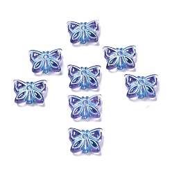 Royal Blue Plating Transparent Acrylic Beads, Metal Enlaced, Butterfly, Royal Blue, 11x14.5x5mm, Hole: 1.8mm, about 740pcs/500g