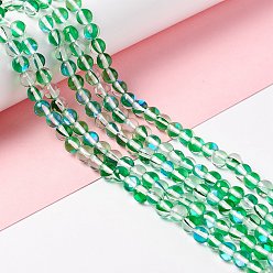 Средний Весенно-Зеленый Синтетические лунные лучи, круглые, средний весенний зеленый, 6 мм, отверстие : 0.8 мм, около 63 шт / нитка, 14.57''~15.55'' (37~39.5 см)