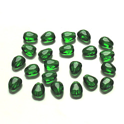Зеленый Имитация Австрийские кристаллические шарики, класс AAA, граненые, слеза, зелёные, 8x6x3.5 мм, отверстие : 0.7~0.9 мм