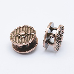 Красная Медь Латунные плоским круглых бусин, долговечное покрытие и экологичность, без кадмия, без никеля и без свинца, Красная медь, 21x15 мм, отверстие : 6.5 мм