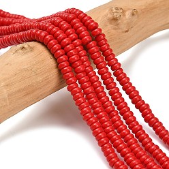 Красный Синтетических нитей бирюзовые бусы, рондель, окрашенные, красные, 4x1.5 мм, отверстие : 0.7 мм, около 155 шт / нитка, 14.96'' (38 см)