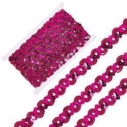 Малиновый Полиэстеровые блестки-бусины, блестки бисер, Аксессуары для орнаментов, рулон с пайетками, волна, малиновый, 5/8 дюйм (17 мм), около 12.03 ярдов (11 м) / рулон