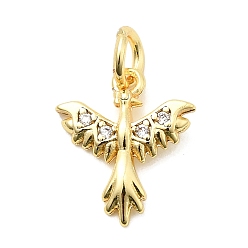 Настоящее золото 18K Латунные микро проложить кубического циркония прелести, феникс, долговечный, стойки покрытие, с целью перехода в кольце, реальный 18 k позолоченный, 13.5x11x2 мм, отверстие : 3 мм