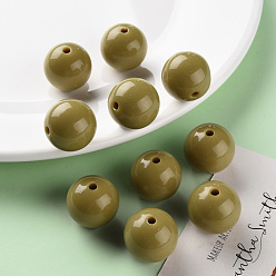 Dark Goldenrod Opaque Acrylic Beads, Round, Dark Goldenrod, 20x19mm, Hole: 3mm, about 111pcs/500g