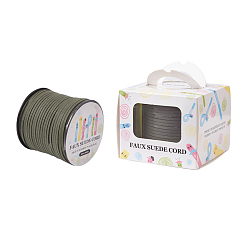 Серый Шнуры из искусственной замши, искусственная замшевая кружева, бумажная коробка упаковка, серые, 3.0x1.4 мм, о 98.43yards / рулон (90 м / рулон)