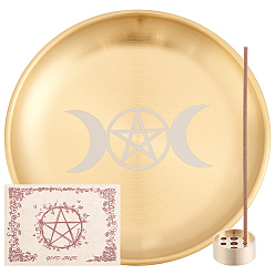 Звезда 1ПК 201 подсвечник из нержавеющей стали, поднос для чайной свечи на тему таро, украшение для домашней столешницы, с латунной подставкой для курильницы 1шт., звезда, 14.1x1.1 см, Внутренний диаметр: 13.5 cm