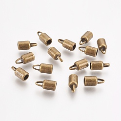 Antique Bronze Tibetan Style Alloy Cord Ends, Lead Free and Cadmium Free, Tube, Antique Bronze, 13.8x6.5mm, Hole: 1.9mm, Inner Diameter: 4mm