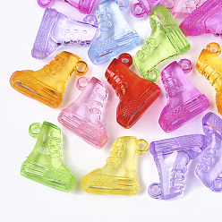 (52) Непрозрачная лаванда Прозрачные акриловые подвески, обуви, разноцветные, 29.5x34x16 мм, Отверстие : 3 мм , около 103 шт / 500 г