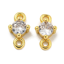 Настоящее золото 18K Покрытие стойки из латуни, звенья из прозрачного кубического циркония, подвески с плоским круглым разъемом, долговечный, без свинца и без кадмия, реальный 18 k позолоченный, 9x5x2.8 мм, отверстие : 1.2 мм