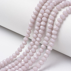 Creamy White Opaque Solid Color Glass Beads Strands, Faceted, Rondelle, Thistle, 2x1.5mm, Hole: 0.4mm, about 195pcs/strand, 11 inch(28cm)