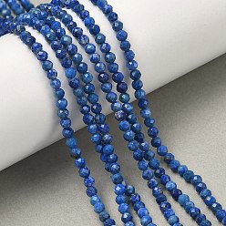 Ляпис-Лазурь Нитки бусины из натурального ляписа-лазури, круглые, граненые, 2~2.5 мм, отверстие : 0.5 мм, около 83~90 шт / нитка, 7.64'' (19.4 см)