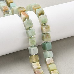 Flower Amazonite Натуральный цветок амазонитовые бусины пряди, кубические, с бисером, 8~8.5x8~8.5x8~8.5 мм, отверстие : 1.2 мм, около 38~39 шт / нитка, 14.96'' (38 см) ~ 15.35'' (39 см)