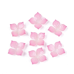 Pearl Pink Heat Shrink Acrylic Bead Caps, 4-Petal Flower, Pearl Pink, 20.5~22x20.5~22x4~6mm, Hole: 1.2~1.4mm