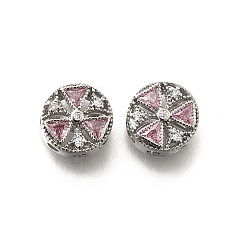 Платинированный Латунные стеклянные бусины, без кадмия, без никеля и без свинца, плоско-круглые, Реальная платина, 10.5x4.5 мм, отверстие : 1.6 мм