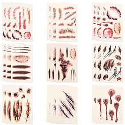 Разноцветный 27шт. съемные временные татуировки на шрамах, водонепроницаемый, бумажные стикеры, красочный, 10.5x6x0.02 см, 3 шт / стиль, 9 стиль