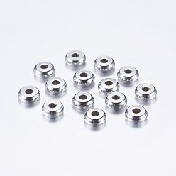 Stainless Steel Color 304 Stainless Steel Spacer Beads, Flat Round, Stainless Steel Color, 5x2mm, Hole: 1.5mm
