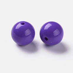Medium Slate Blue Opaque Acrylic Beads, Round, Medium Slate Blue, 20x19mm, Hole: 3mm, about 111pcs/500g