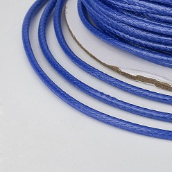 Blue Eco-Friendly Korean Waxed Polyester Cord, Blue, 0.5mm, about 169.51~174.98 Yards(155~160m)/Roll