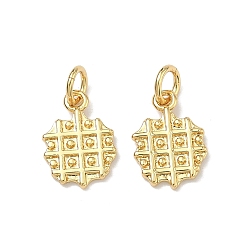 Настоящее золото 18K Латунные подвески, вафельные шармы, долговечный, без кадмия и без свинца, стойки покрытие, реальный 18 k позолоченный, 13x9x1.5 мм, Перейти кольцо: 5x1 мм, внутренний диаметр: 3 мм