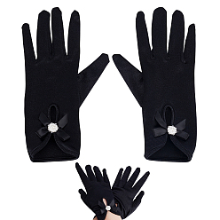 Черный Атласные перчатки, для свадебных принадлежностей невесты, чёрные, 225x80x9.5 мм