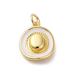 Белый Латунь эмаль подвески, с целью перехода в кольце, очарование ковбойской шляпы, без кадмия и без свинца, стойки покрытие, долговечный, реальный 18 k позолоченный, белые, 15.5x13x5 мм, отверстие : 3.5 мм