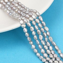 Серебро Нити из натурального культивированного пресноводного жемчуга, двух сторон полированной, класс 4а+, серебряные, 3~4 мм, отверстие : 0.7 мм, около 74~77 шт / нитка, 13.86~13.98'' (35.2~35.5 см)